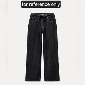 Zara Dark Denim Elastic Waist Wide Leg Jeans Size 8